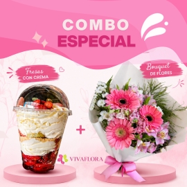 Combo Especial – Flores + Fresas con Crema 🌸🍓
