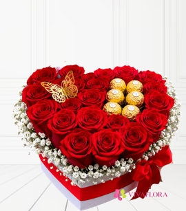 Corazón de Rosas Rojas y chocolates 🌹🍫-