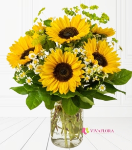 Florero de girasoles