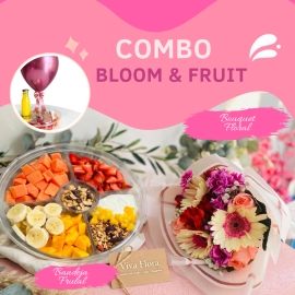 Combo bloom &amp; fruit- Bandeja gourmet-ramillete mix floral🌸🥭